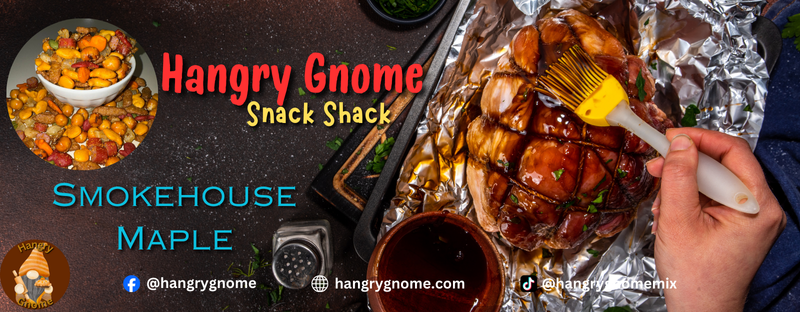 Smokehouse Maple Snack Blend includes cheddar rainbow fish, sesame sticks, pretzel balls, chopped walnuts, dried pineapple and honey ham snack sticks.